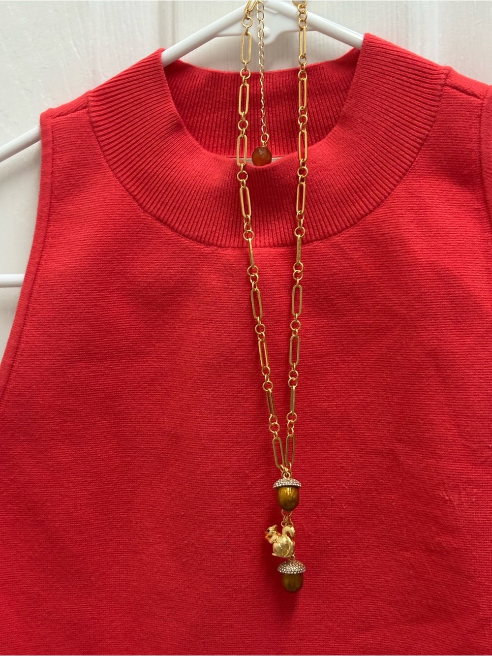 Gold Long Pendant Necklace with Beads - Women Jewelry